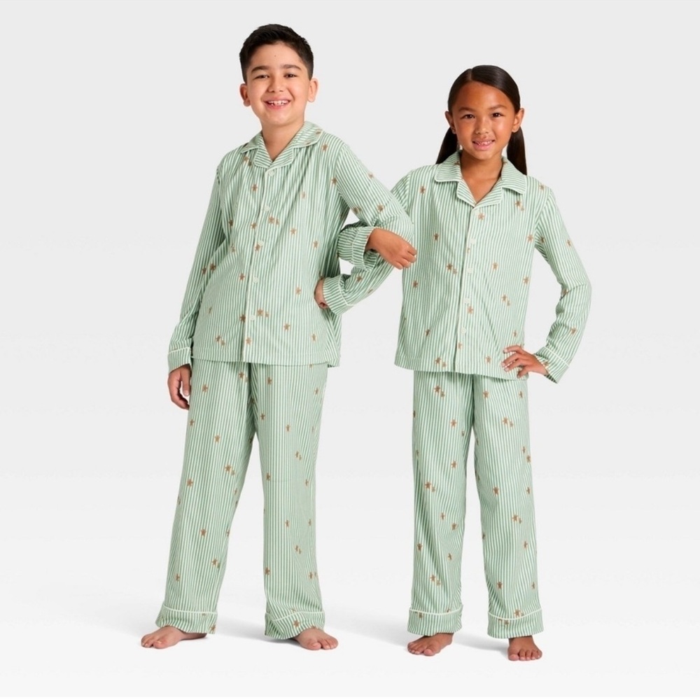 Wondershop Mint Green Kids Pajama Set with Stripes